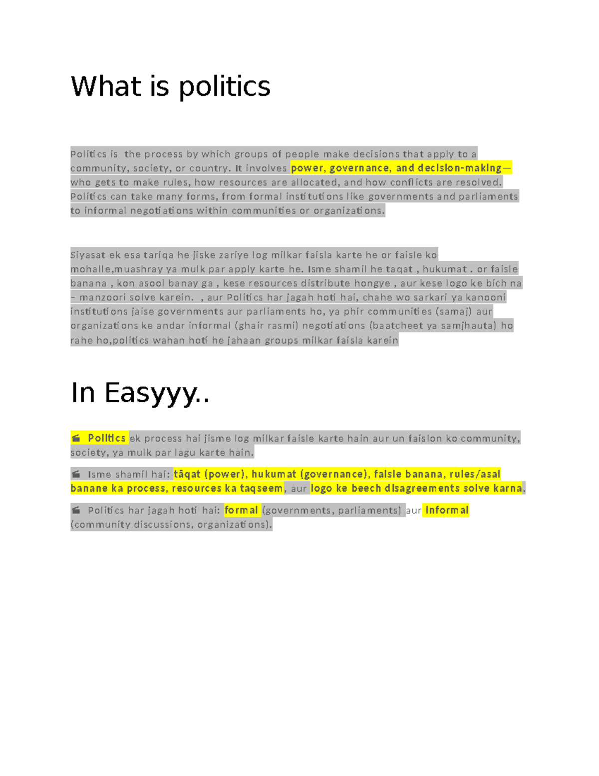 Understanding Politics: A Comprehensive Overview - Vgdbbsbm - Studocu
