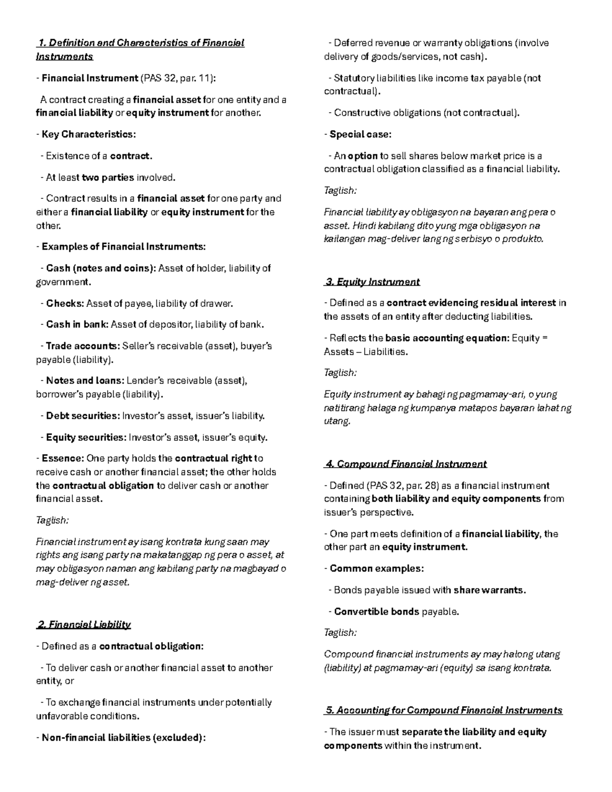Intac Review: Financial Instruments & Promissory Notes (Ch. 7-8) - Studocu