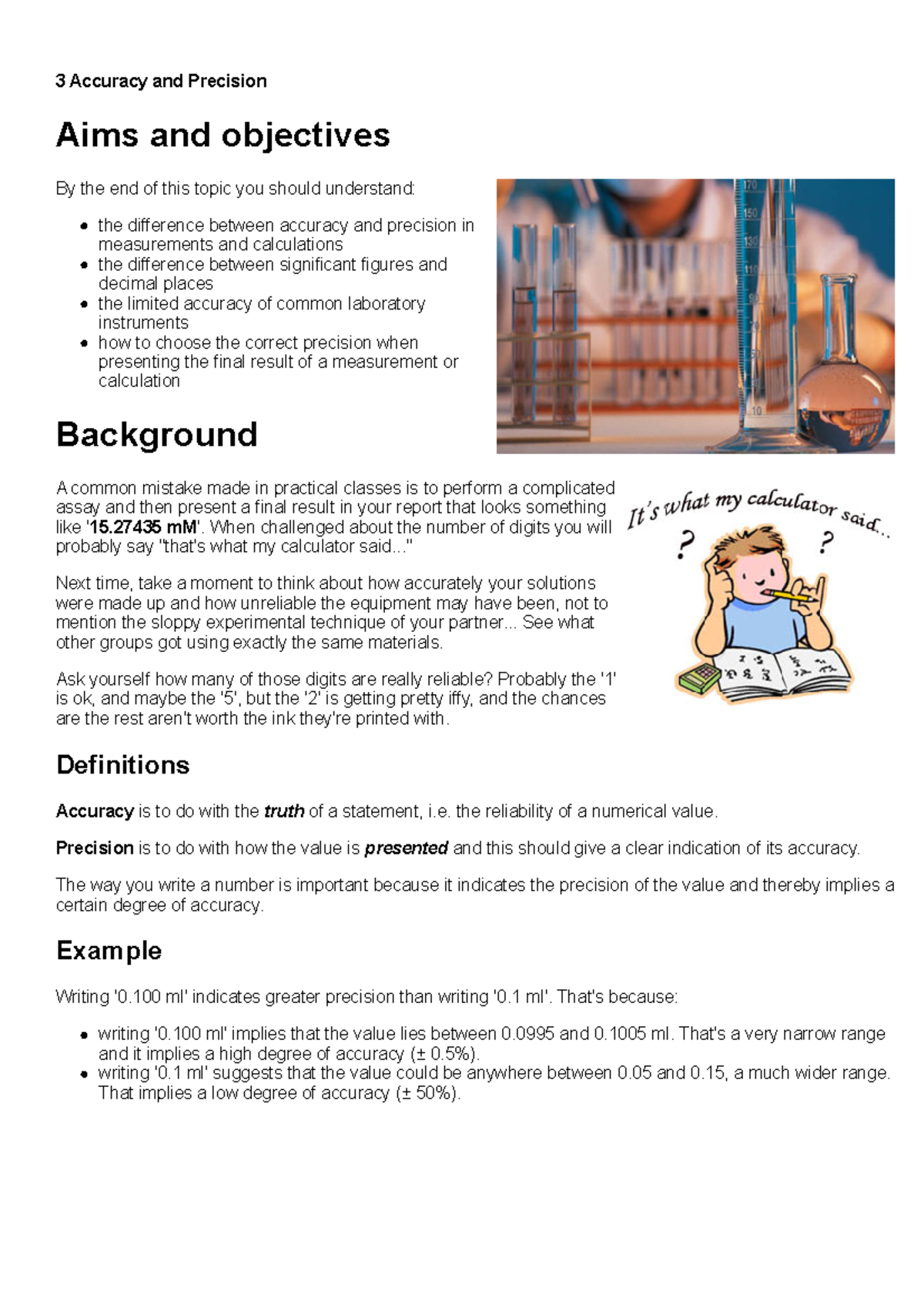 3 Accuracy and Precision: Understanding Measurements and Calculations ...