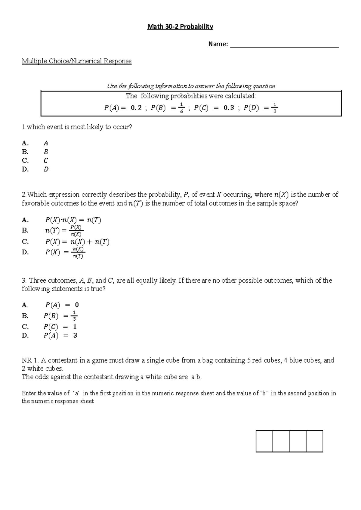 Ch 3 Practice Exam 2 - Math Probability Multiple Response - Studocu