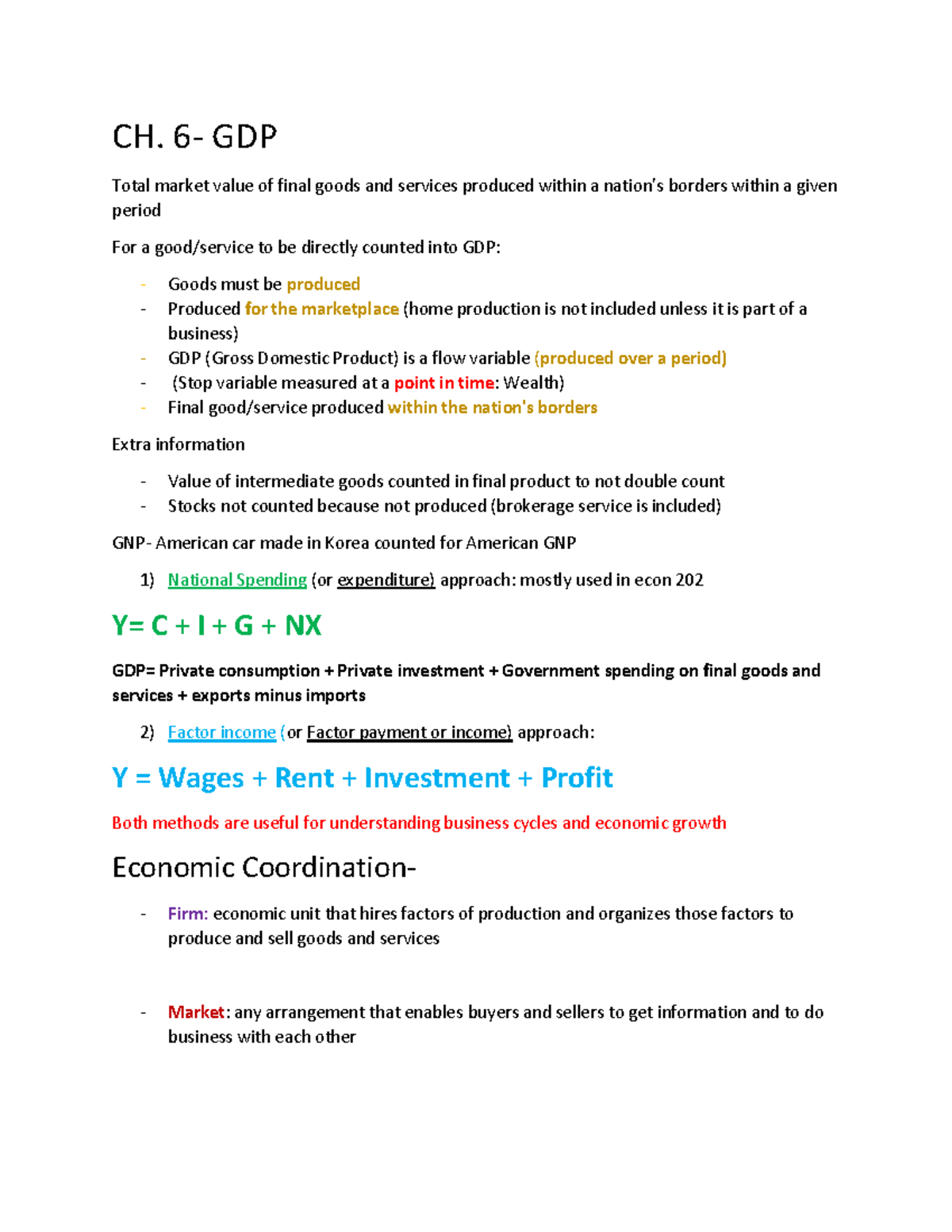 ECON 202 Lecture Notes: Understanding GDP and Economic Indicators - Studocu