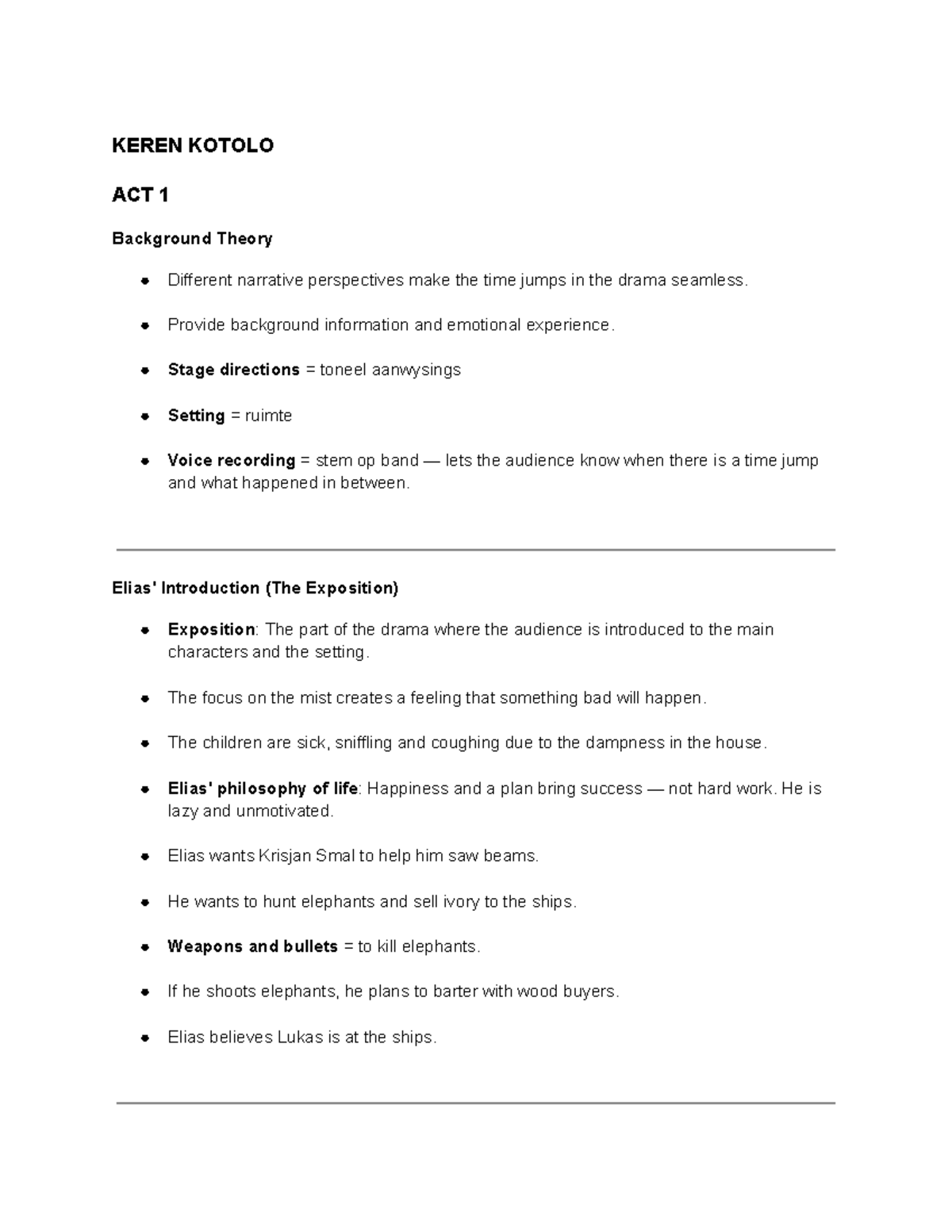 Fiela Se Kind ACT 1 & 2 Summary and Analysis Notes - Studocu