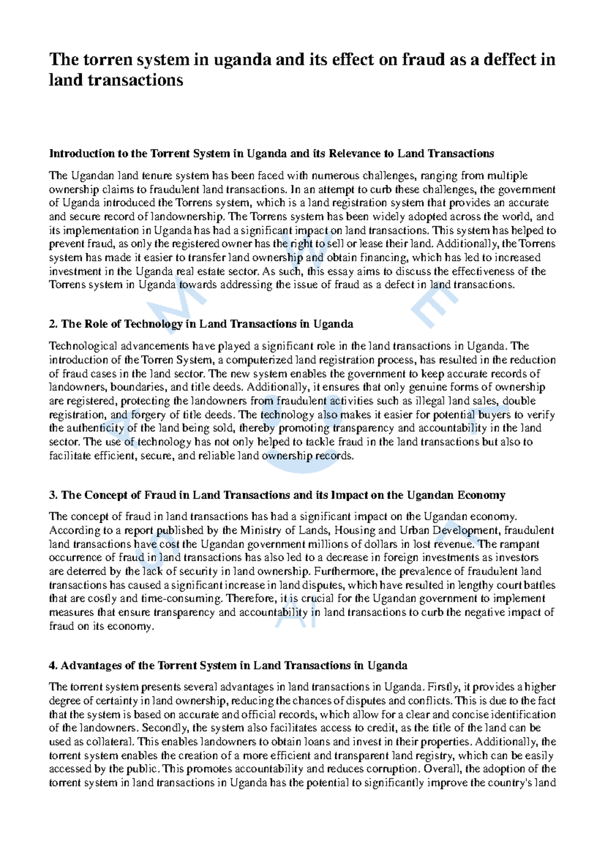The Torrens System in Uganda: Impact on Fraud in Land Transactions ...