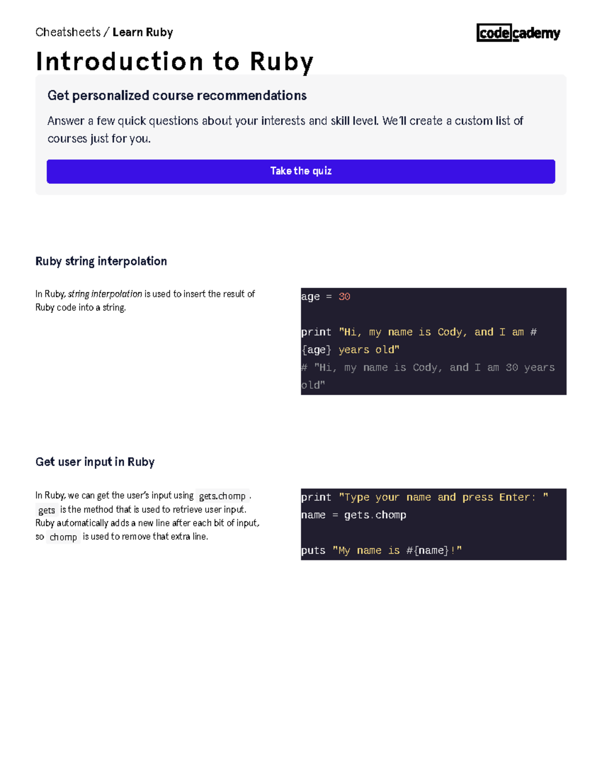 Introducción a Ruby: Cheatsheets y Conceptos Clave - Studocu
