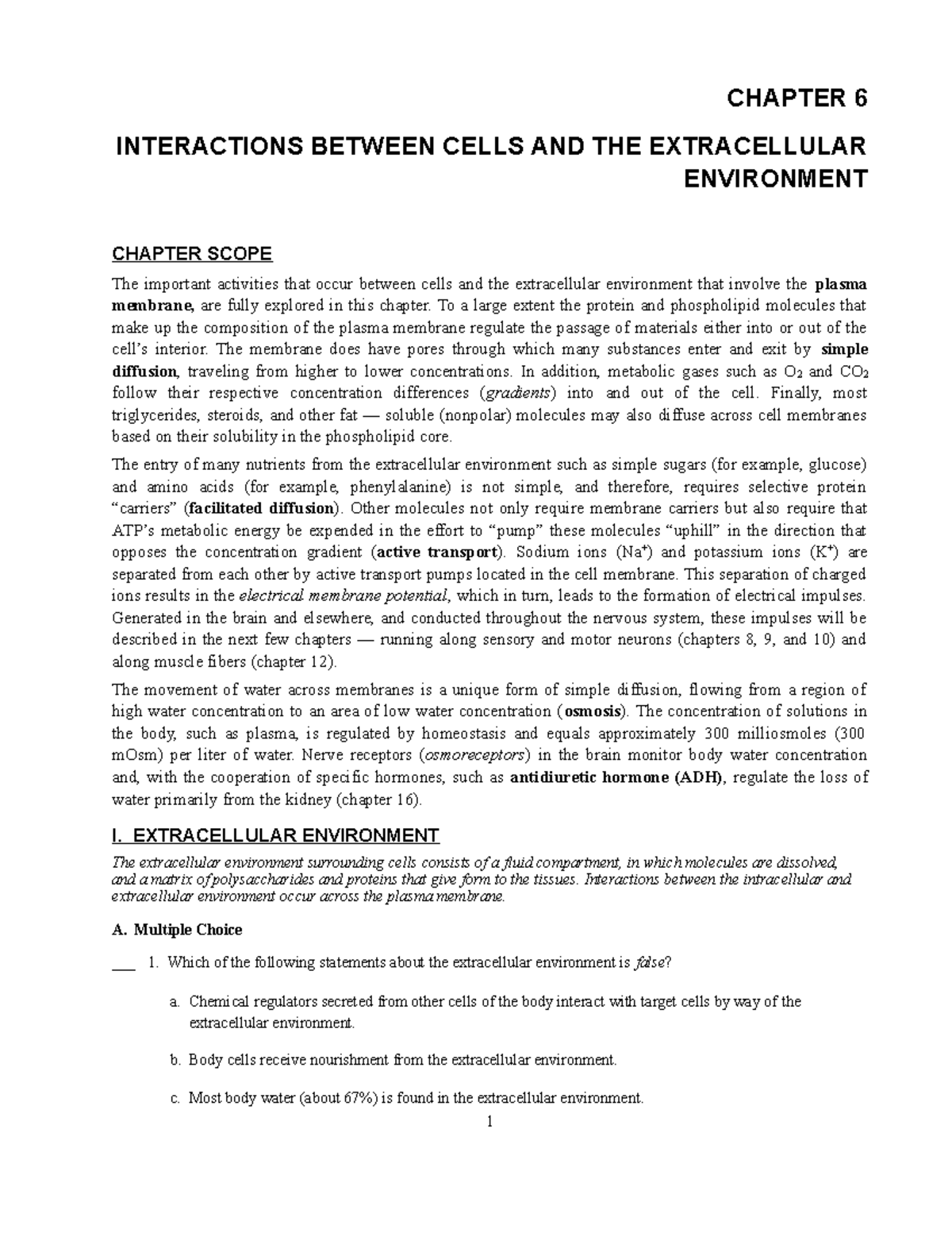 Ch06 - Lecture Notes: Cell Interactions & Membrane Transport - Studocu