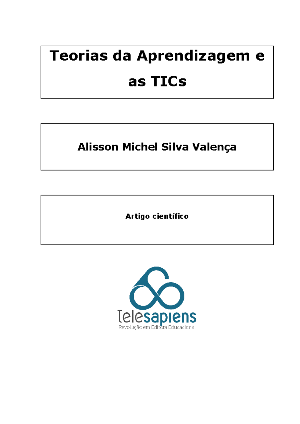 Artigo - Teorias da Aprendizagem e TICs na Educação Contemporânea - Studocu