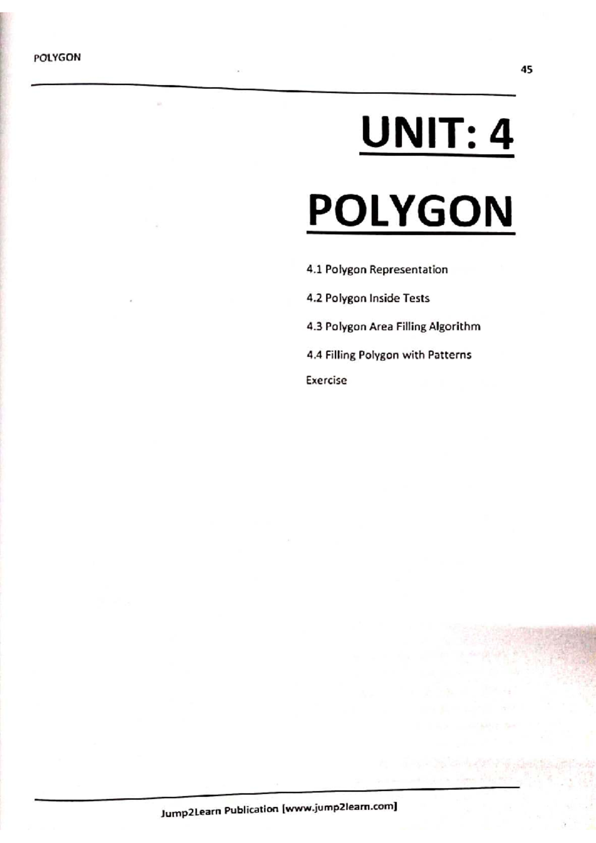 POLYGON 45 Unit 4: Polygon Representation and Area Filling Techniques ...