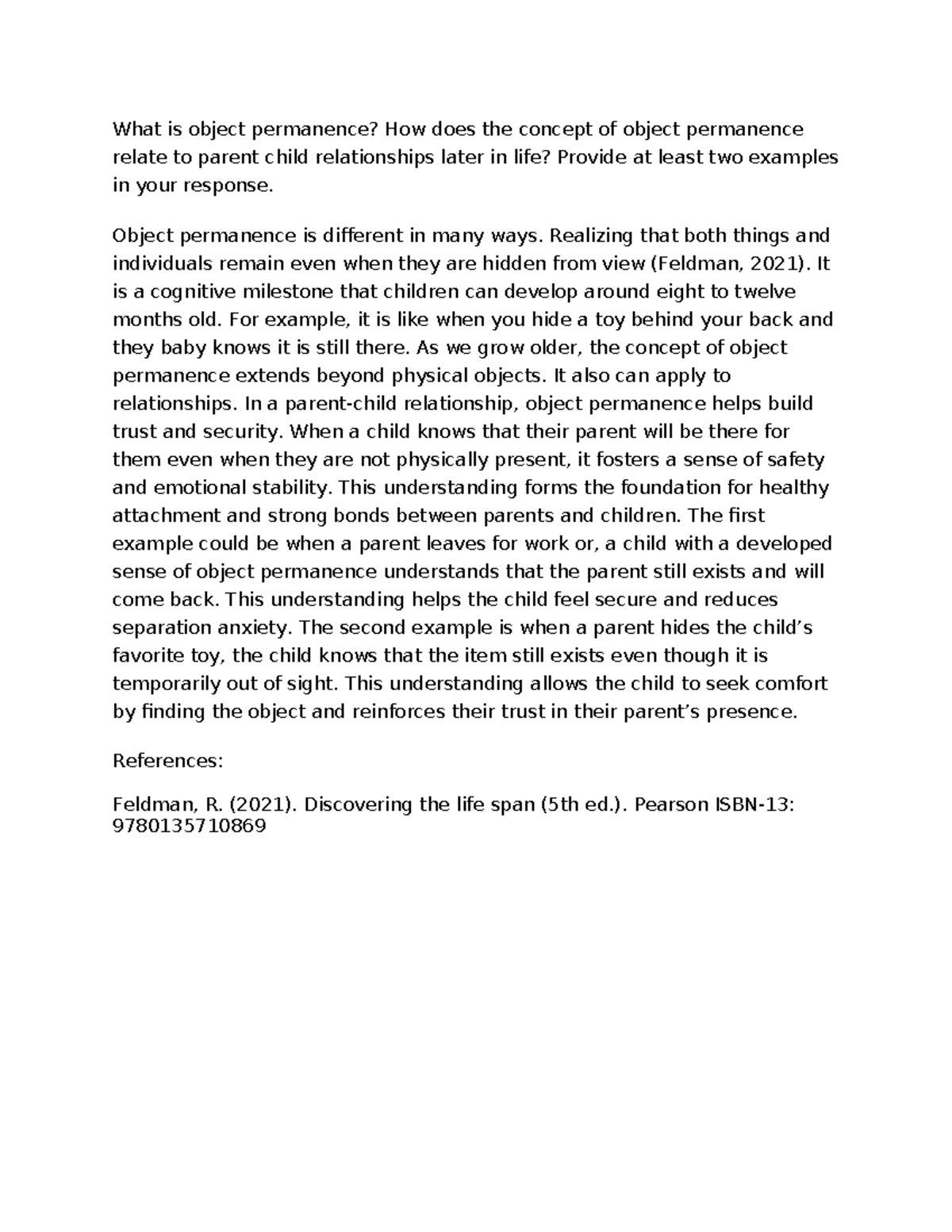 Topic 1 DQ2: Understanding Object Permanence and Its Impact on ...