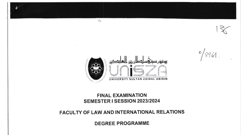 PYQ 11830303 Public International Law Final Exam Qs 2023-24 - Studocu