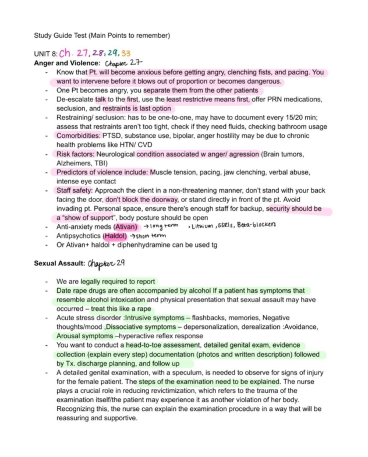 MH4: Study Guide on Anger, Violence, and Schizophrenia Concepts - Studocu