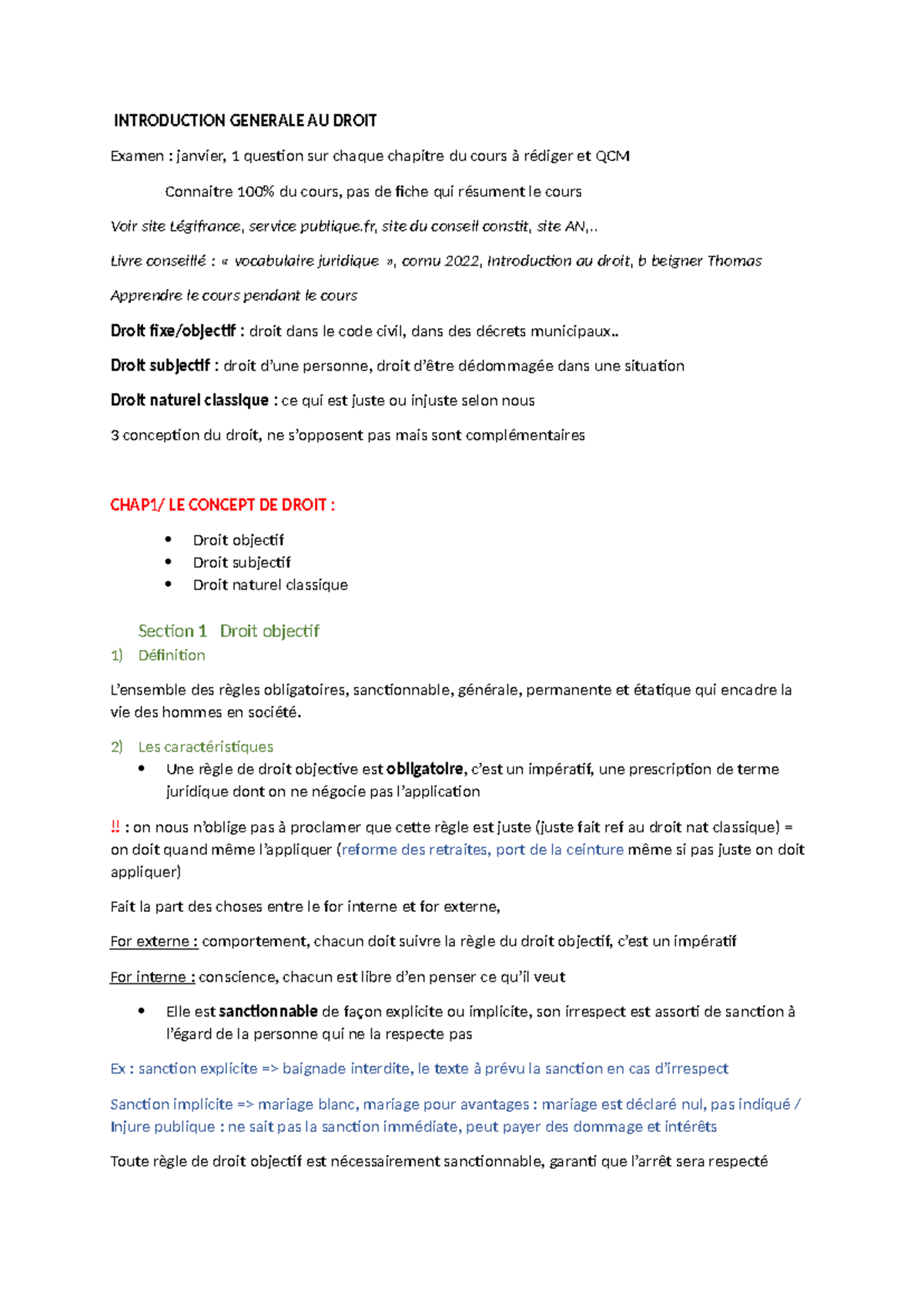 Intro AU Droit - CHAP1 - cours de l1 - INTRODUCTION GENERALE AU DROIT ...