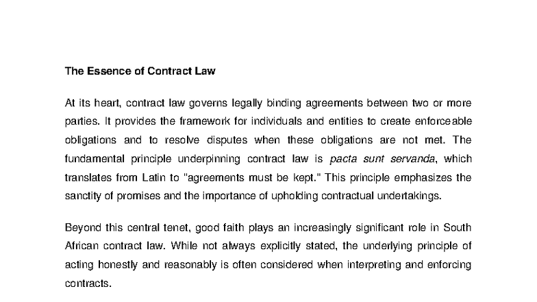 PVL3701 Contract Law Summary: Key Principles and Concepts - Studocu
