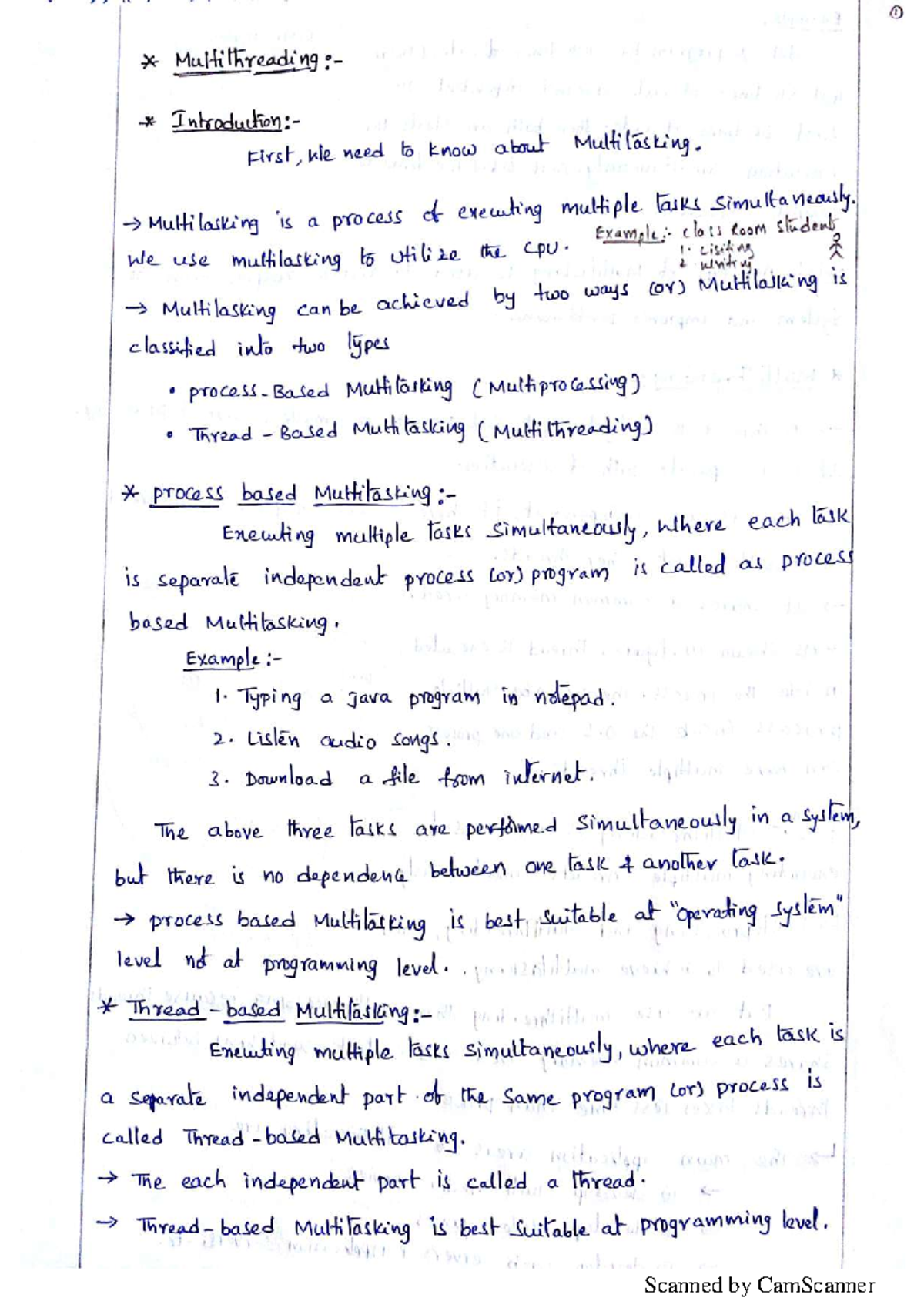 Java Programming Part-8 Lecture Notes - Multithreading First, we need ...
