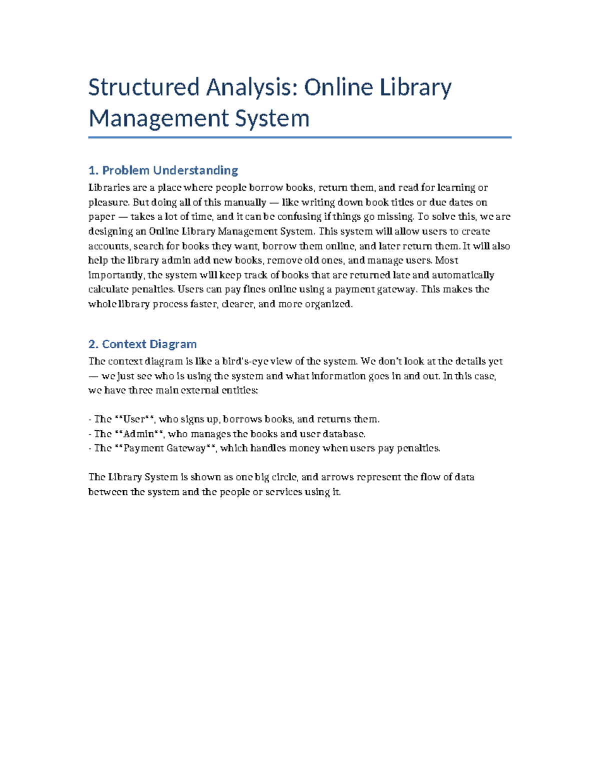 Structured Analysis of Online Library Management System - Studocu