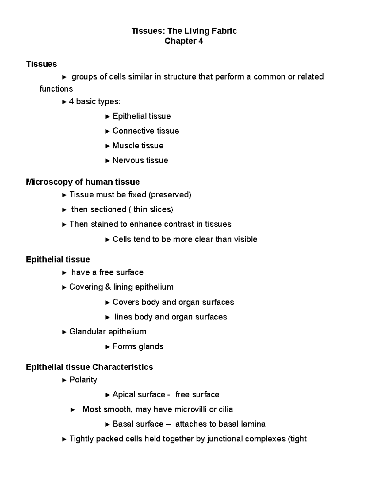 Tissues: Overview of Epithelial and Connective Types (BIO 168) - Studocu