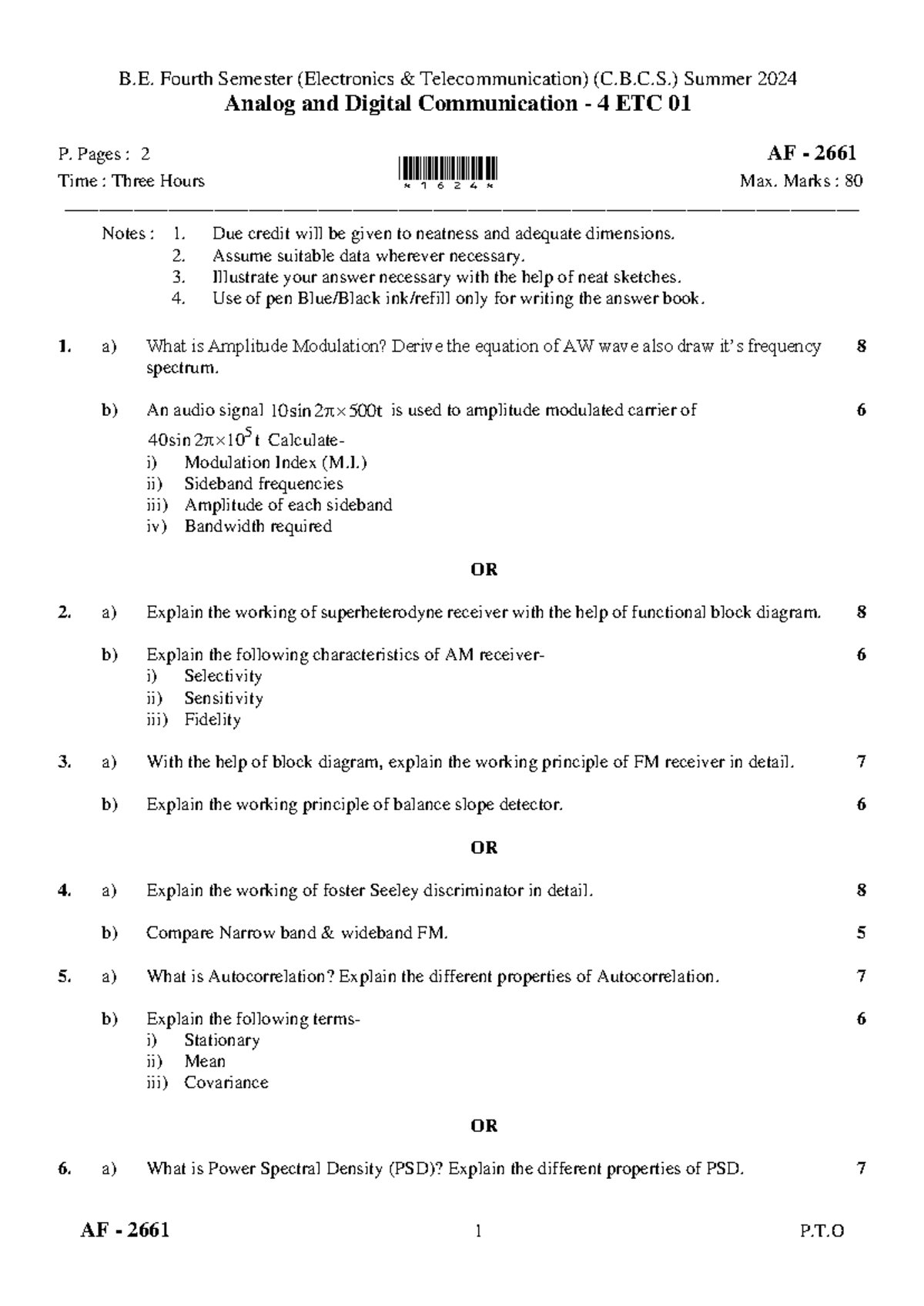 B.E. 4th Sem (EXTC) Summer 2024 Analog & Digital Comm. Practice Notes ...