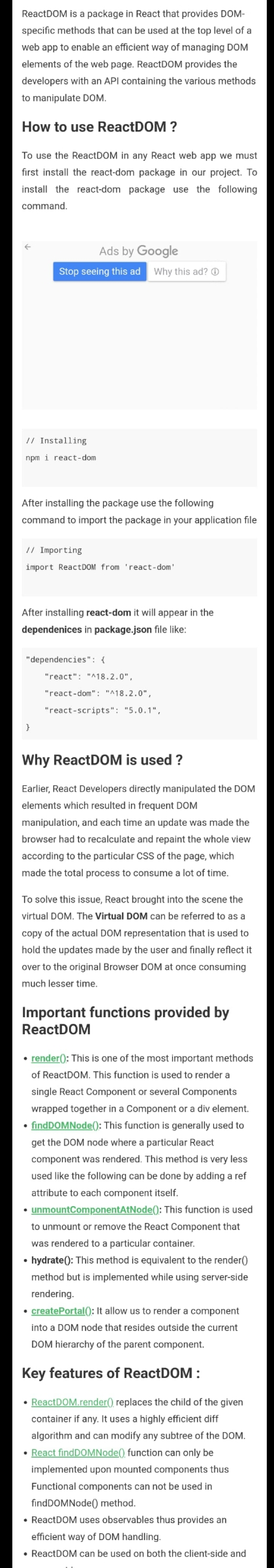 Reactdom - Fufucucjc - ReactDOM is a package in React that provides ...