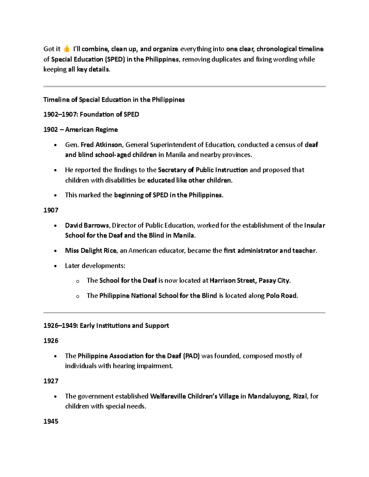 Timeline of Special Education (SPED) in the Philippines: Key ...