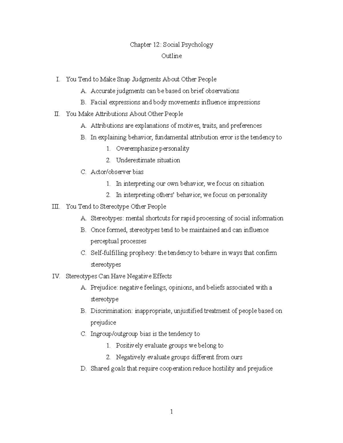 Chapter 12 Study Guide: Understanding Social Psychology Concepts ...