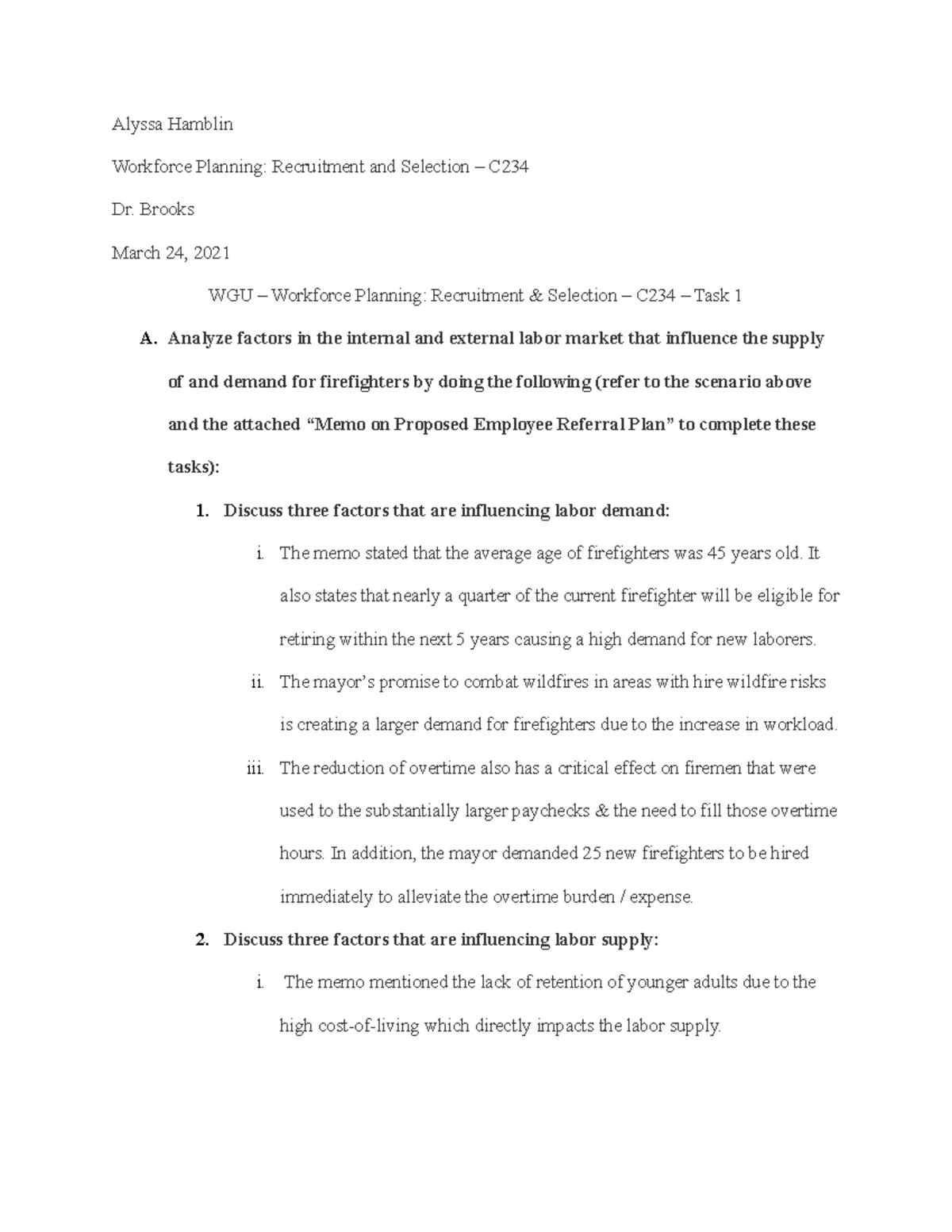 Revamped Title: Task 1 - C234 - Recruitment & Selection Plan for ...