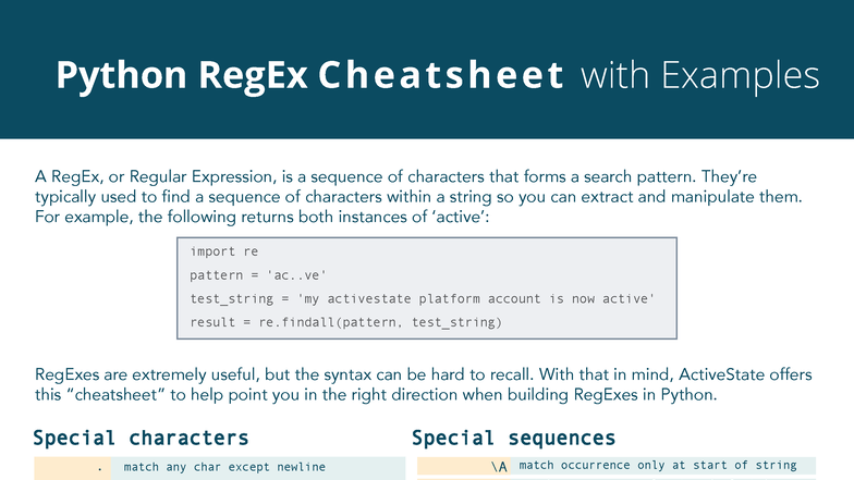 Python RegEx Cheatsheet with Examples for Quick Reference - Studocu