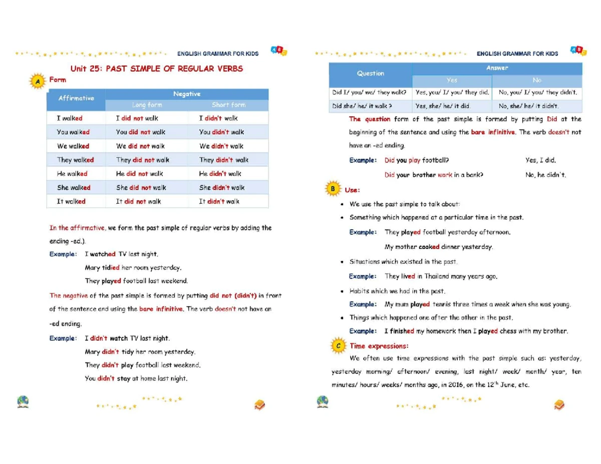 Past Simple (Regular Verbs) - Unit 13 Lesson Notes - Studocu