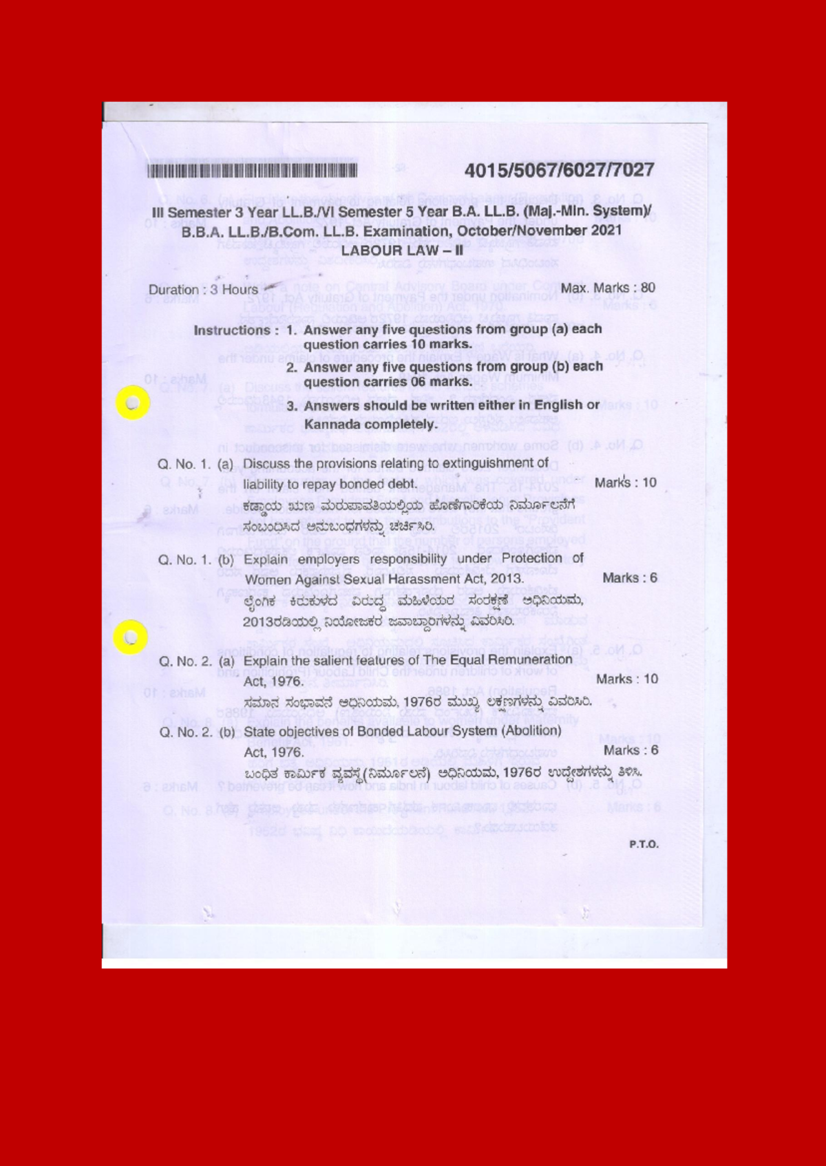 Labour LAW - II Past Exam Question Papers and Answers - Studocu