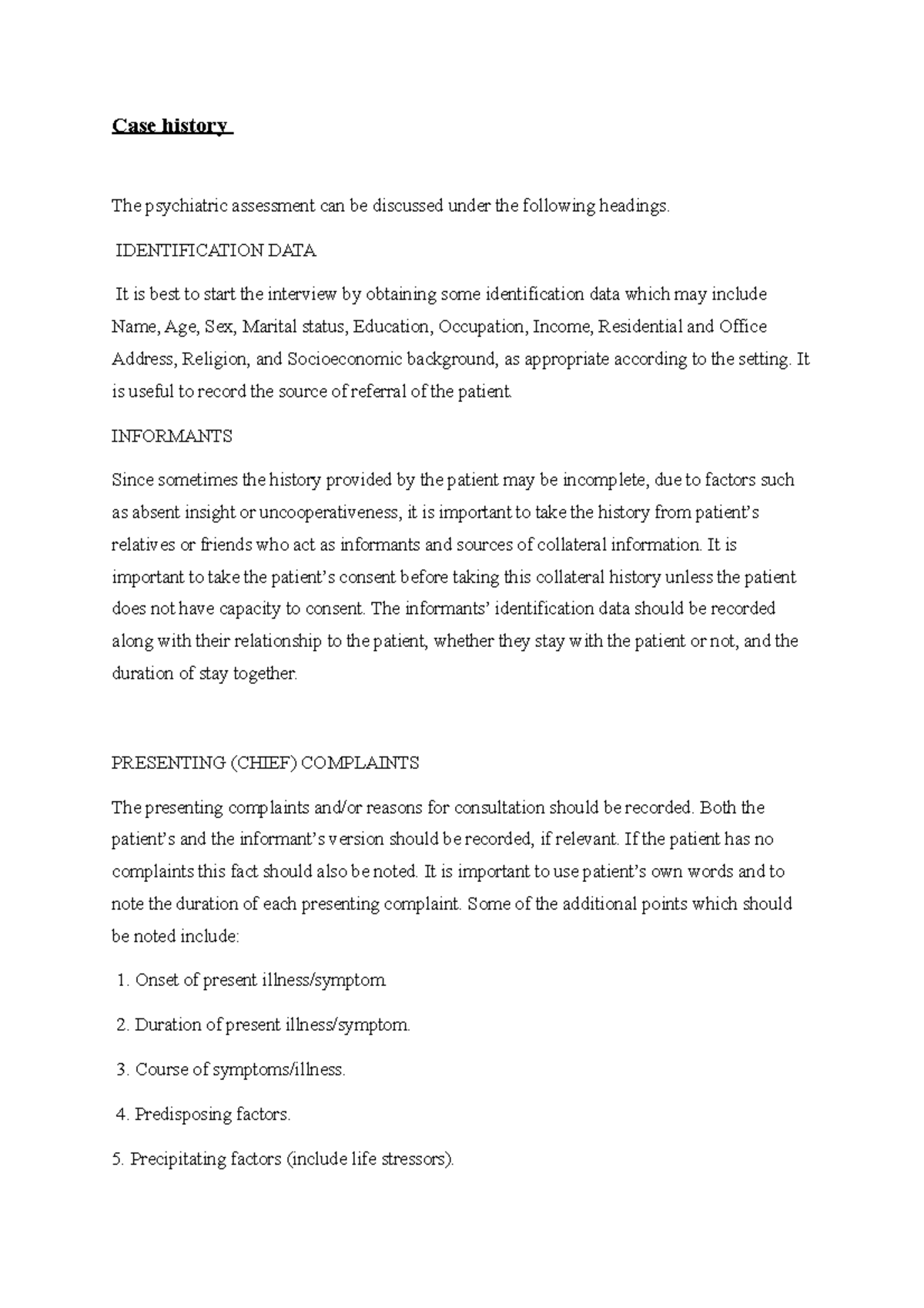 Case History Notes for MSW Students: Understanding Patient Assessments ...