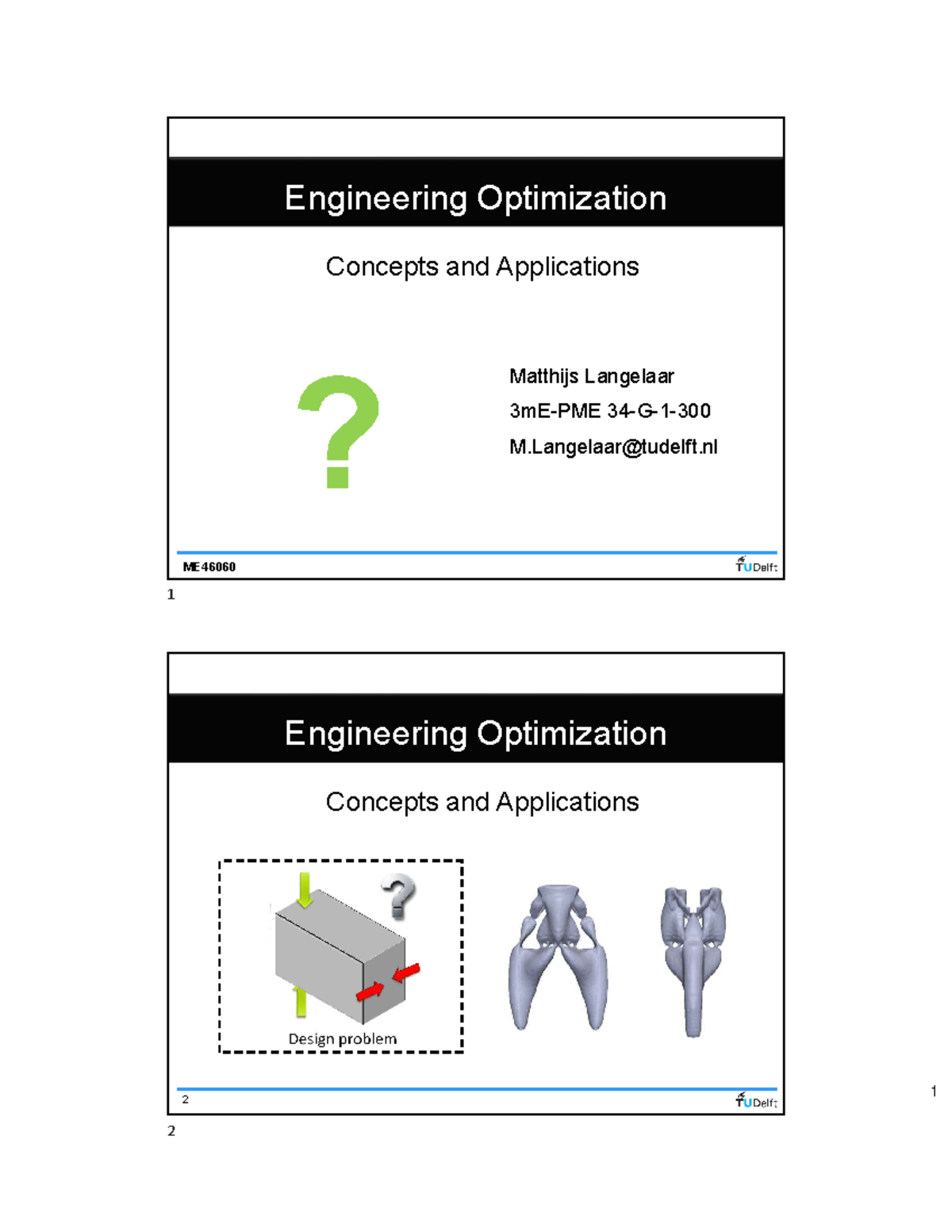 Lecture 1-4 Overview: Engineering Optimization Concepts & Applications ...