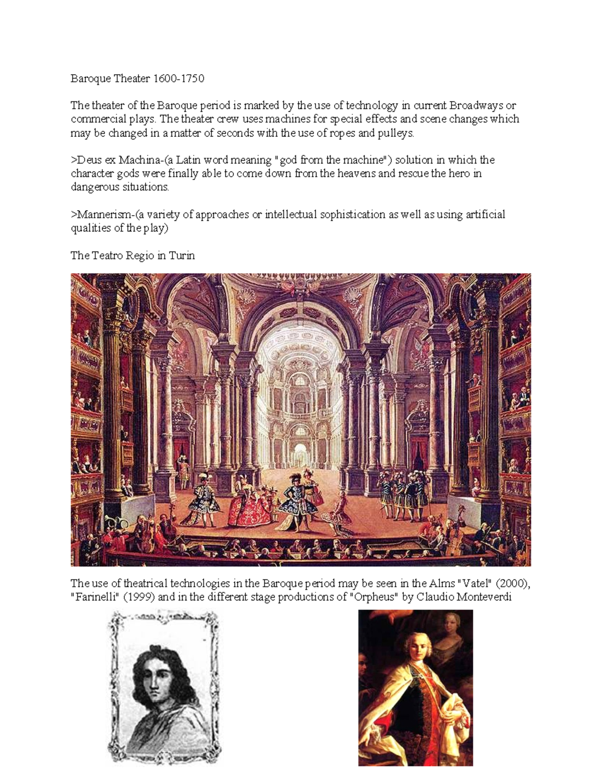 Baroque Theater: Technology and Techniques in Stage Productions - Studocu