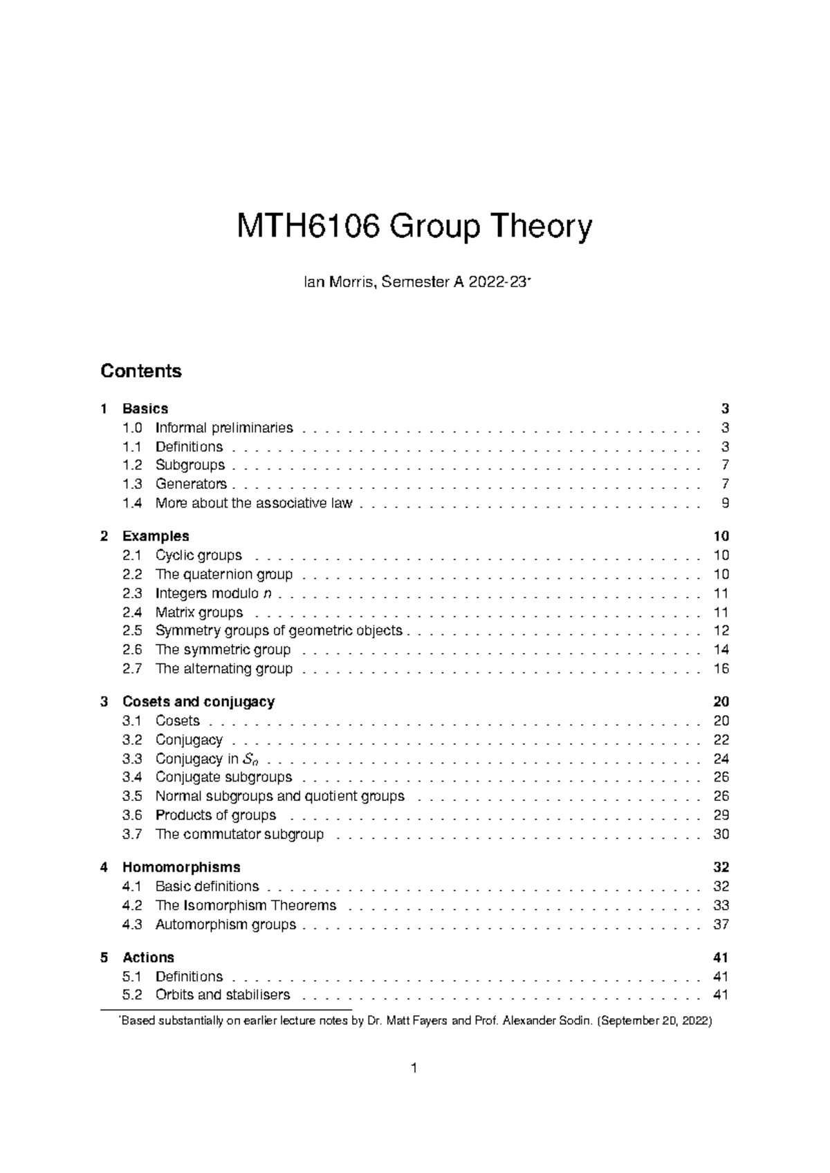 MTH6106 Group Theory - Matt Fayers and Prof. Alexander Sodin ...