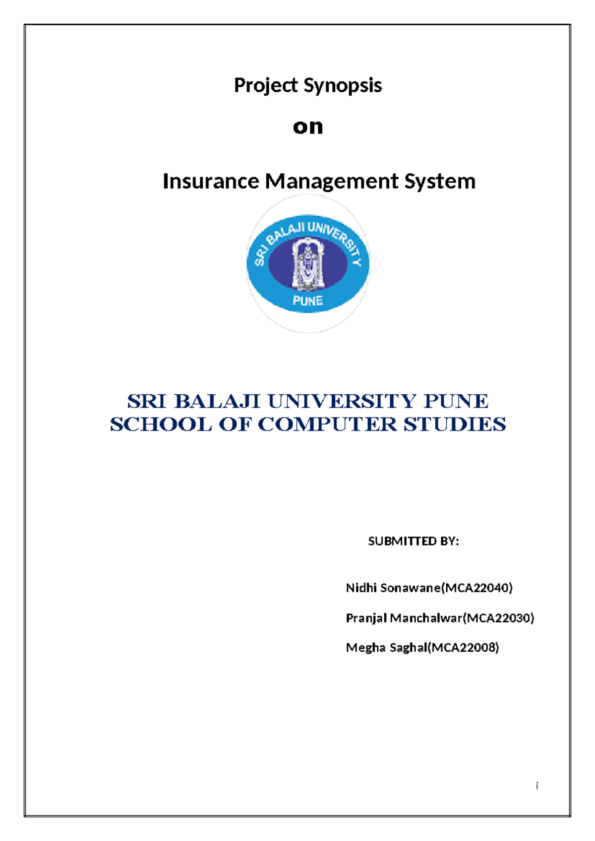 MCA220 Final Report on Insurance Management System Development - Studocu