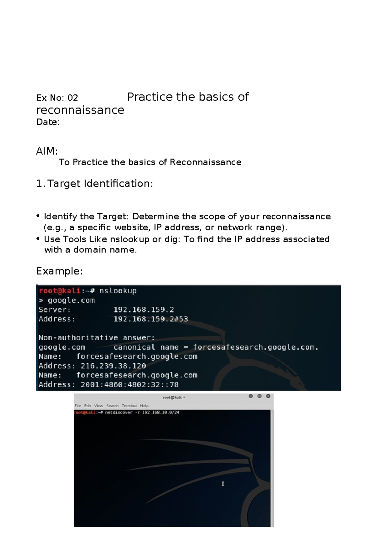 Ex-2 - Basics of Reconnaissance Practice Notes - Studocu
