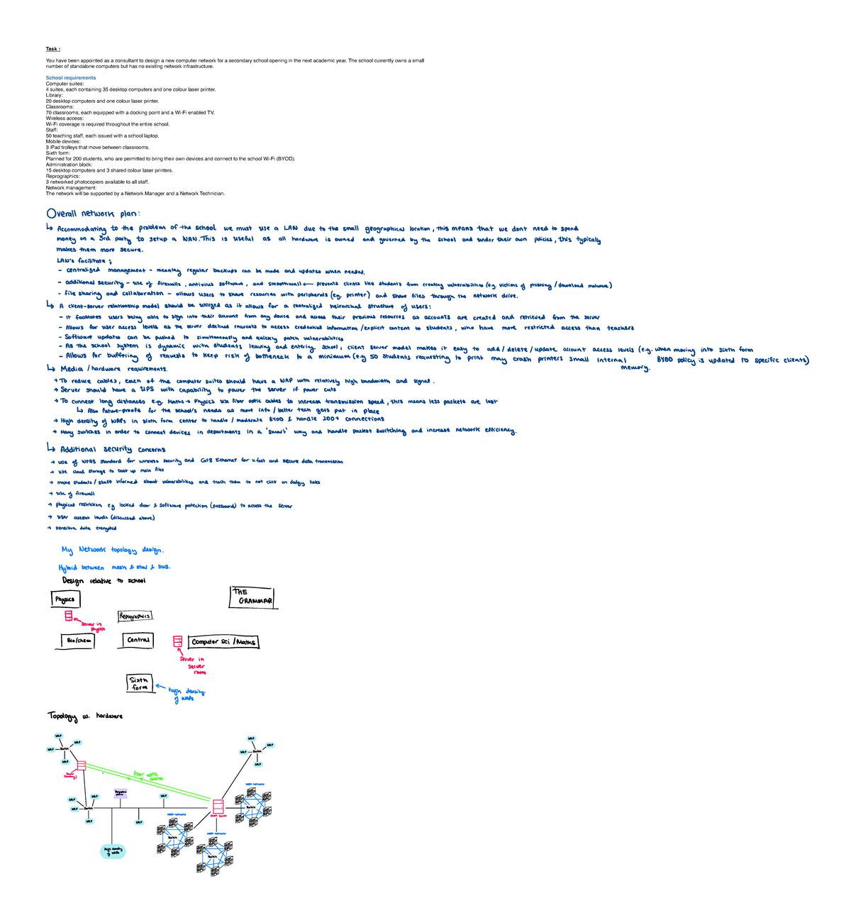 CS Network Design Task for New Secondary School Setup - Studocu