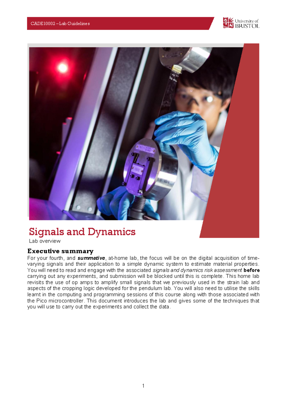 Lab Guidelines for Signals and Dynamics (2026) - Overview and Summary ...