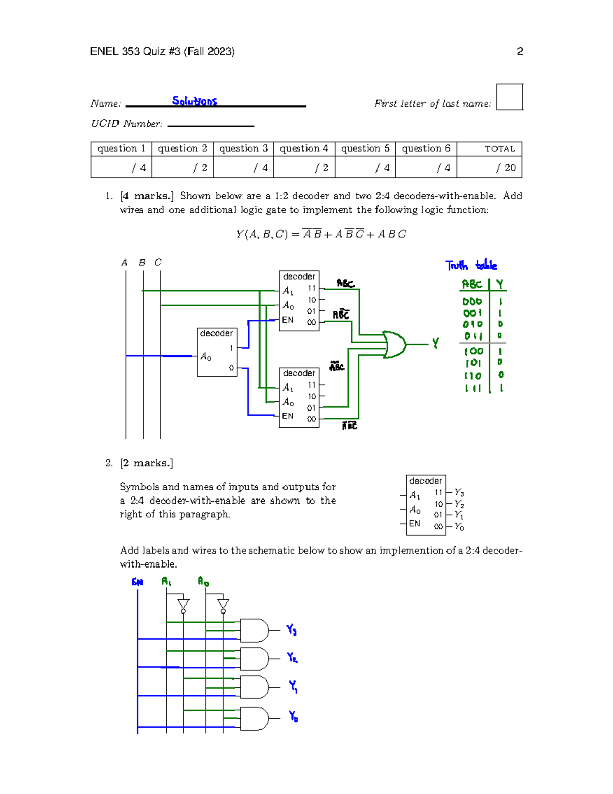 ENEL 353 Quiz 3 Solutions - Fall 2023 Exam Answers - Studocu