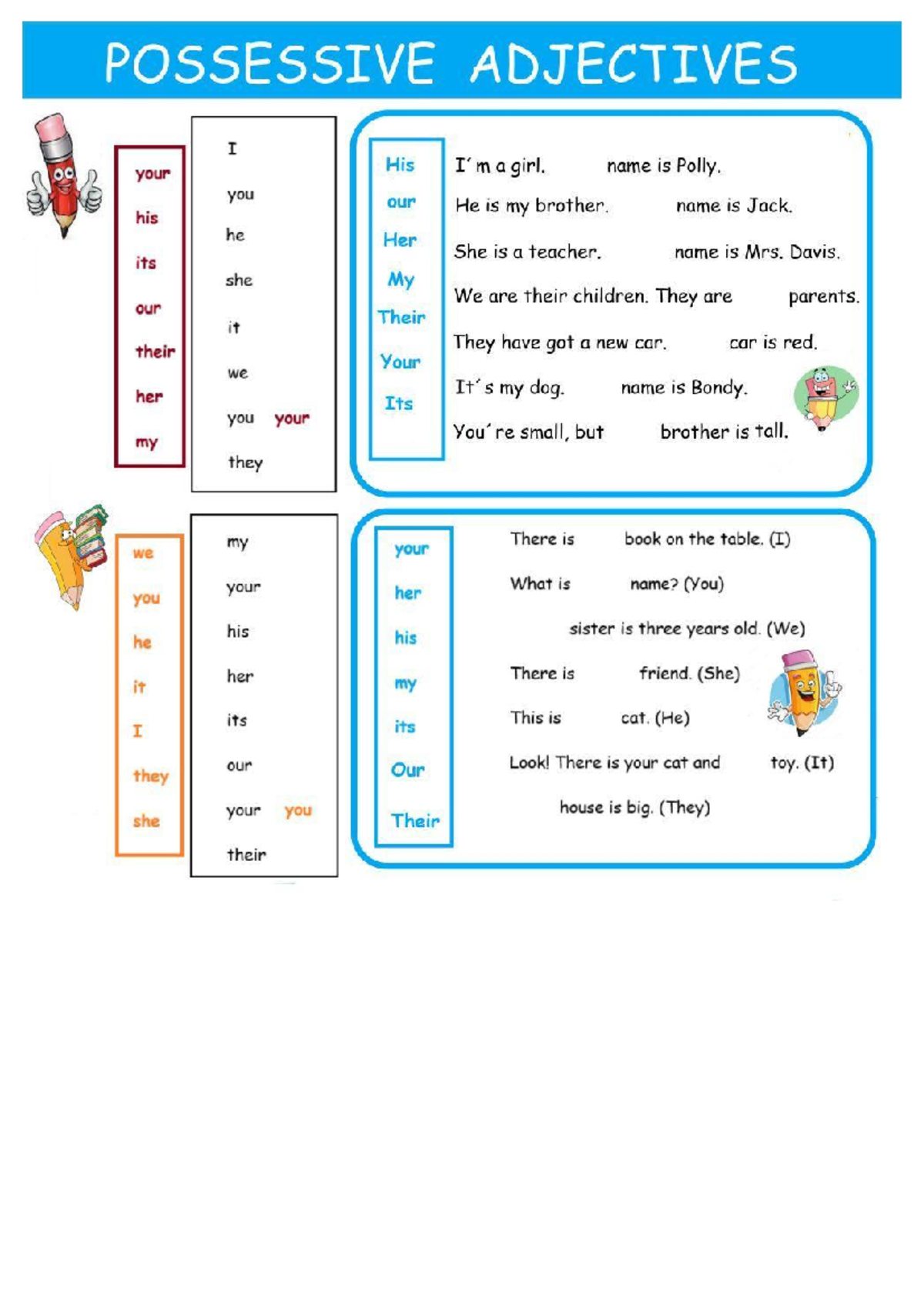 Worksheet 501062 - Understanding Possessive Adjectives - Studocu
