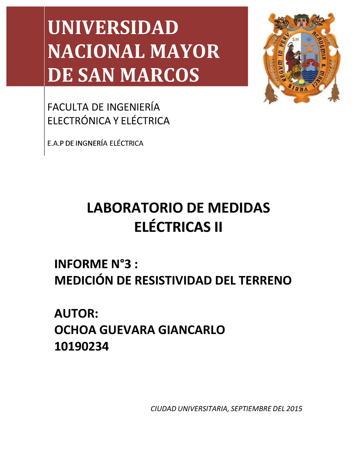 Informe N°3: Medición de Resistividad del Terreno - EIA 2023 - Document Preview