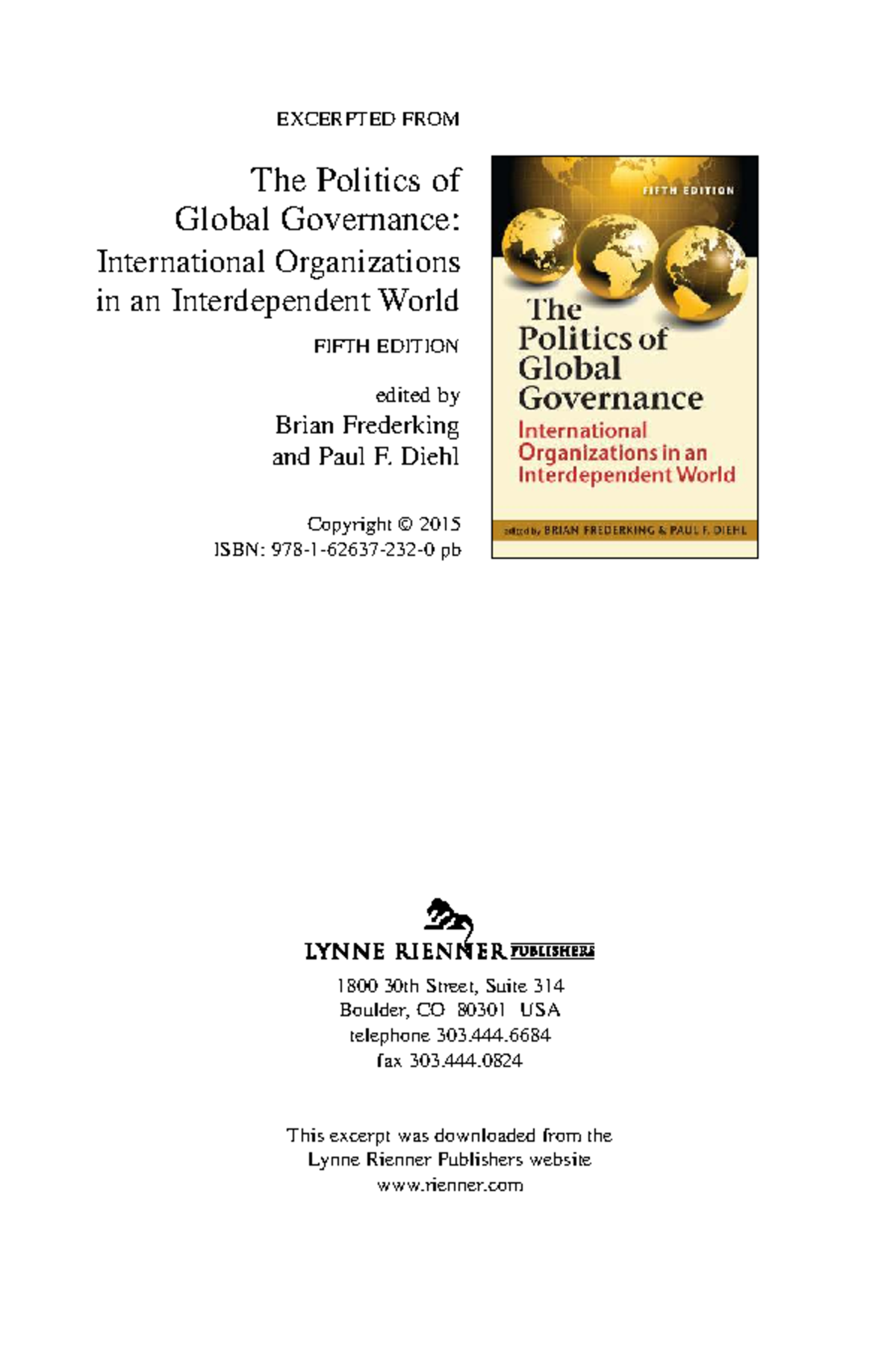 The Politics of Global Governance: Lecture Notes on International ...