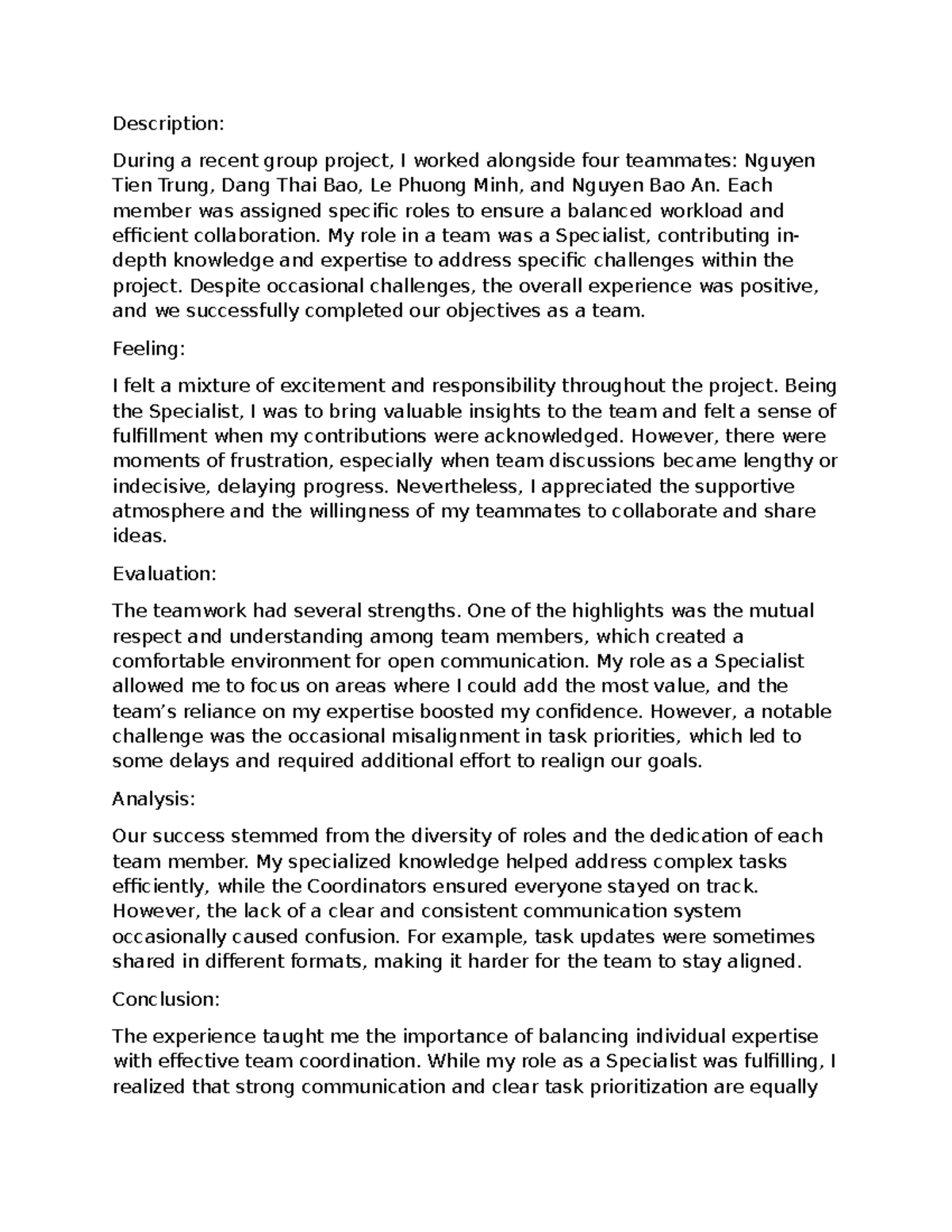 LJ9 - HD Sample: Reflections on Teamwork as a Specialist in Projects ...