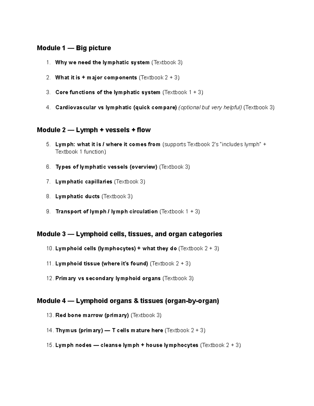 Lymphatic System Overview: Key Components & Functions (Module 1) - Studocu