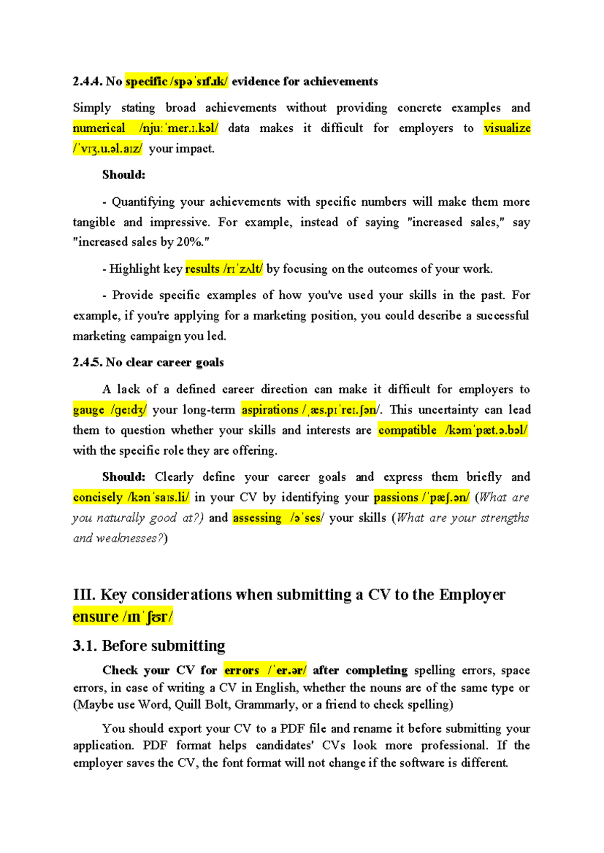 Thuyet trinh TATM1 - How to write a good CV presenting - 2.4. No ...