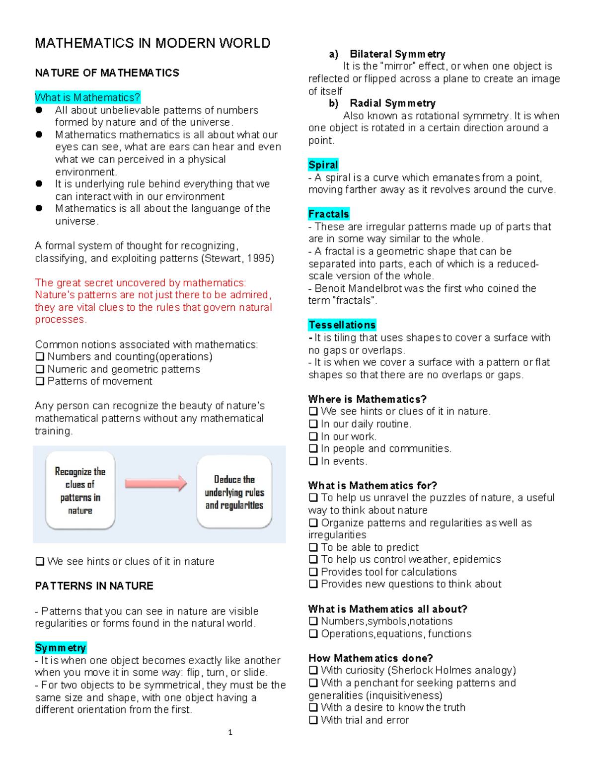 Mathematics IN Modern World Reviewer - MATHEMATICS IN MODERN WORLD ...