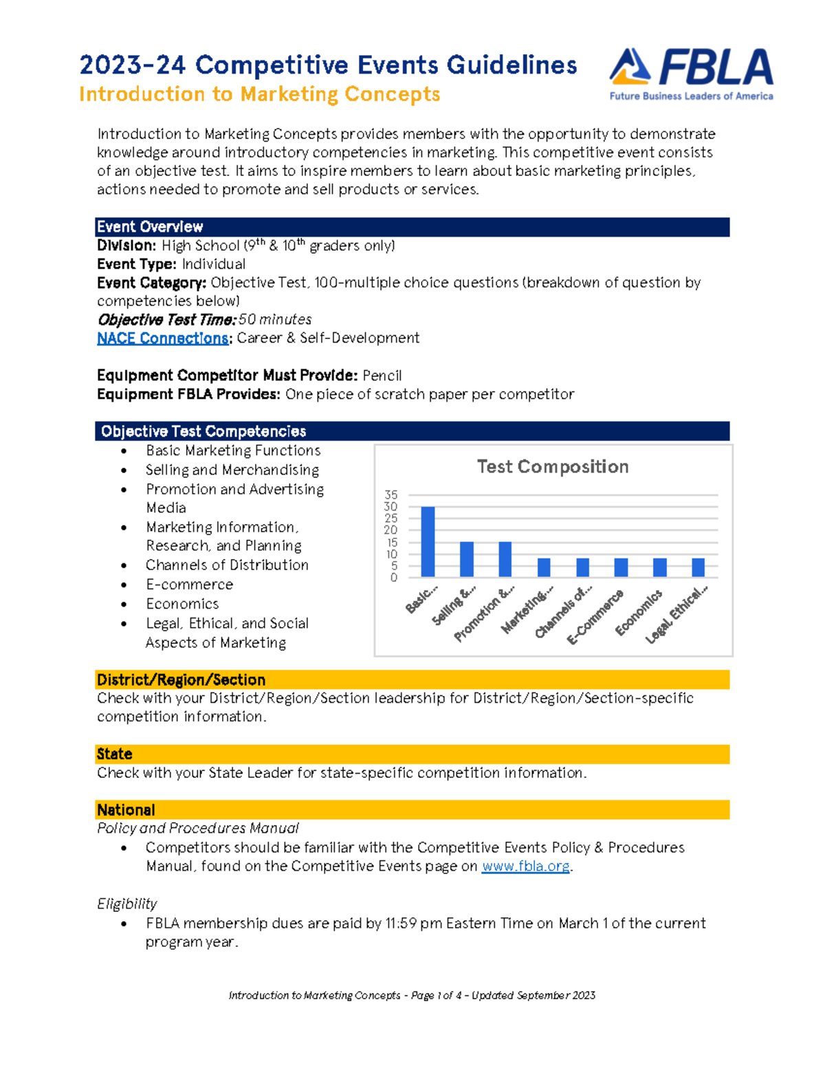 FBLA Marketing Concepts: Introduction and Event Overview Guide - Studocu