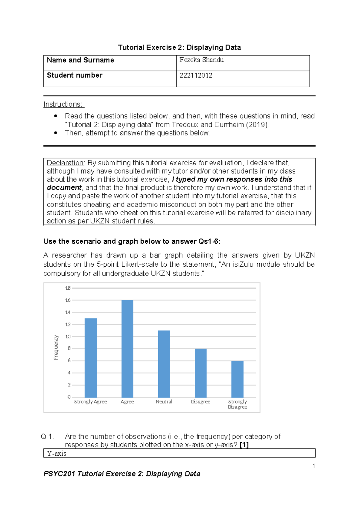 Tutorial Exercise 2 Displaying Data - Then, attempt to answer the ...