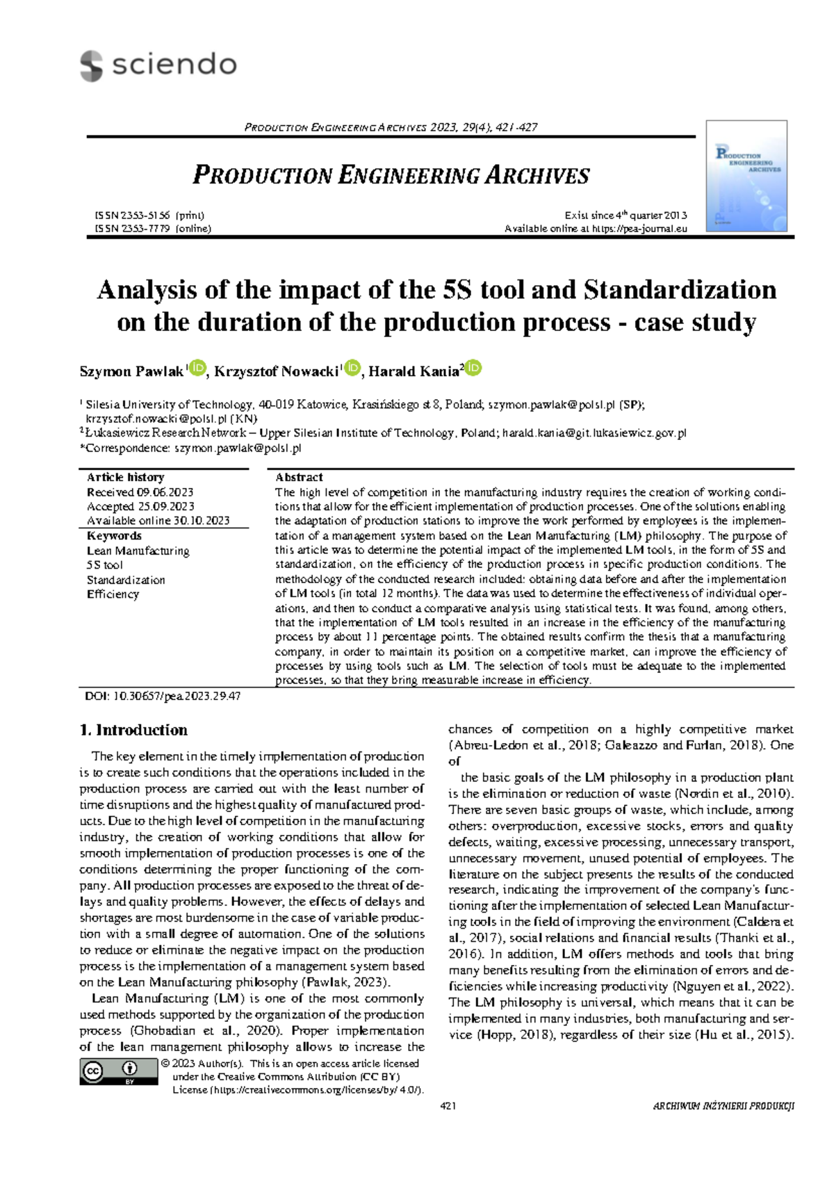Analysis of 5S Tool & Standardization Impact on Production Efficiency ...
