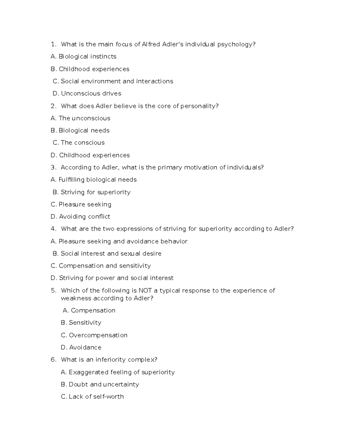 Alfred Adler's Individual Psychology: Key Concepts and Theories - Studocu