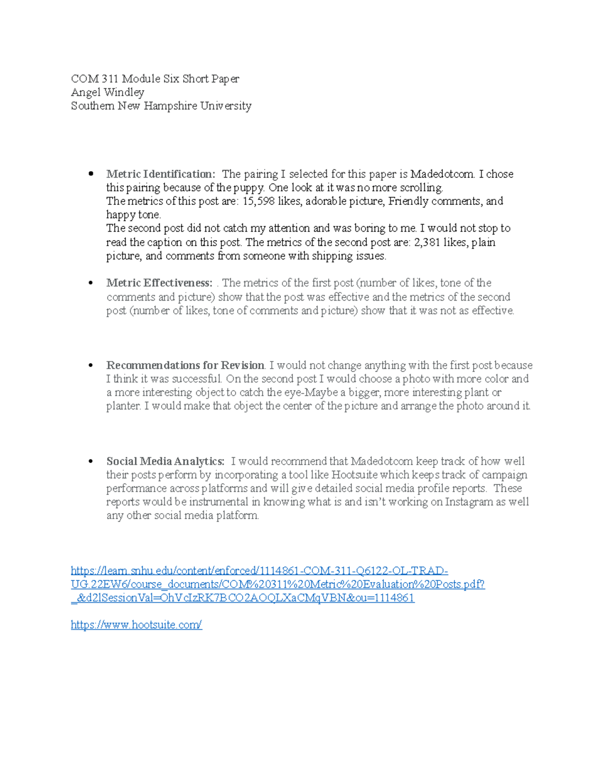 COM 311 Module Six Short Paper - COM 311 Module Six Short Paper Angel ...