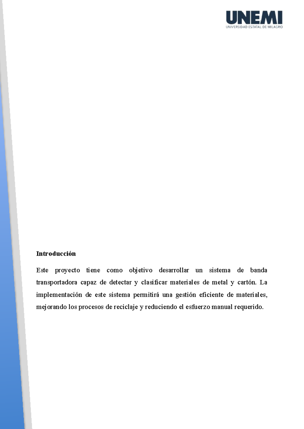 Informe sobre el Sistema de Banda Transportadora para Clasificación de - Document Preview