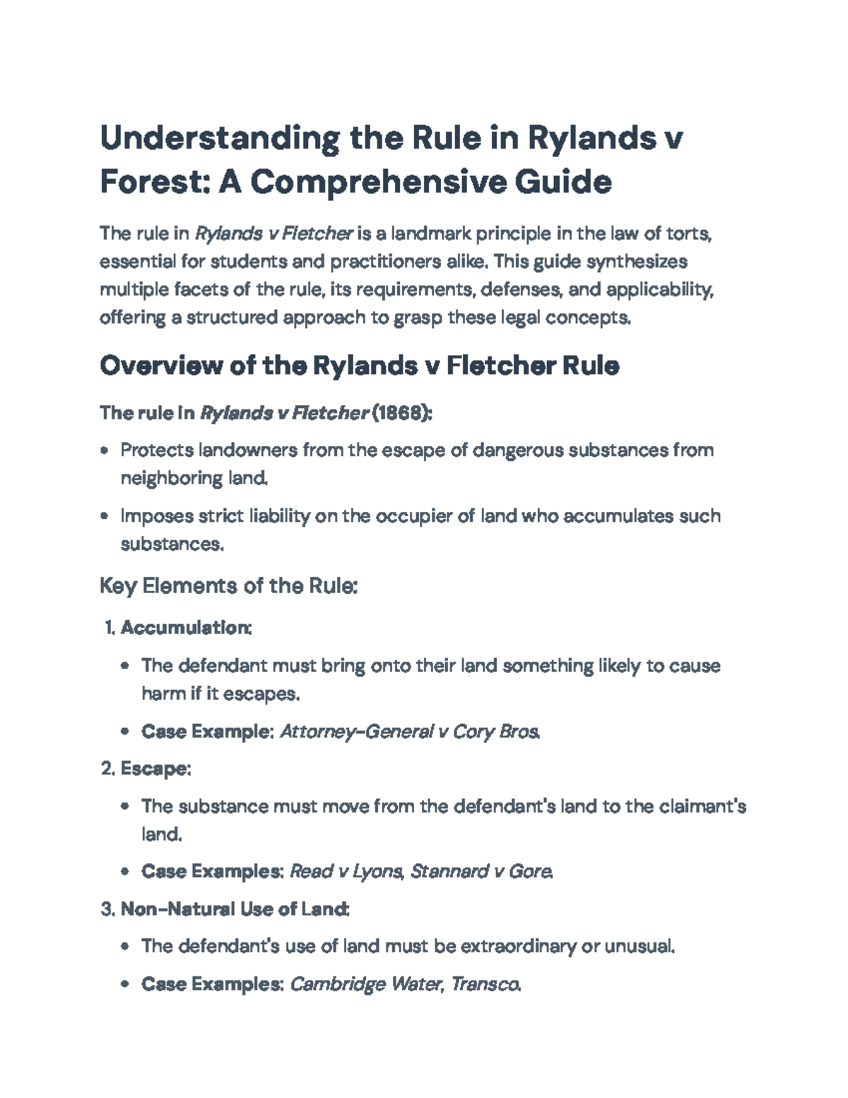 Rylands v Fletcher Rule: Comprehensive Guide for Law Students ...